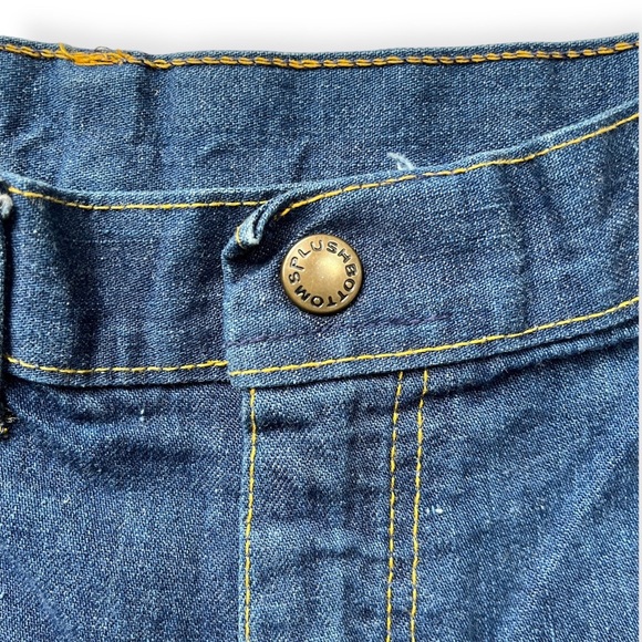 RARE Vintage 70s Plush Bottoms Bell Bottoms Wide Leg Denim Jeans, sz 5 - Picture 4 of 9